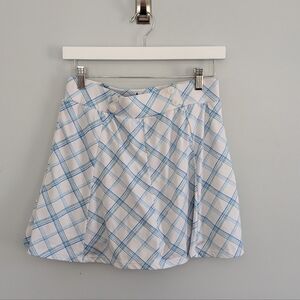 Women's Tuckernuck Plaid Floral Skirt Skort Size Medium White Blue Pickleball